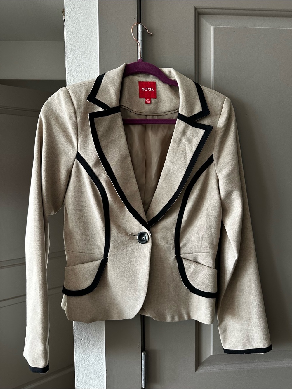 XOXO Cream Blazer with Black Trim